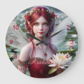 Mooie juli Fairy in Water Lelies Grote Klok (Voorkant)