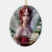 Mooie juli Fairy in Water Lelies Keramisch Ornament (Rechts)