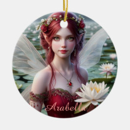 Mooie juli Fairy in Water Lelies Keramisch Ornament