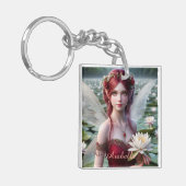 Mooie juli Fairy in Water Lelies Sleutelhanger (Voorkant Links)