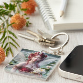 Mooie juli Fairy in Water Lelies Sleutelhanger (Voorkant Rechts)