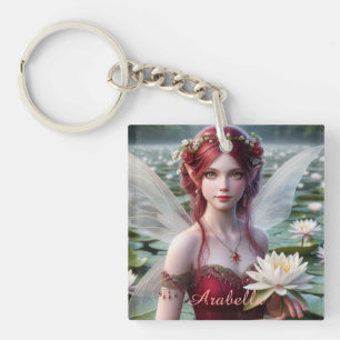 Mooie juli Fairy in Water Lelies Sleutelhanger