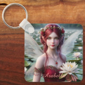 Mooie juli Fairy in Water Lelies Sleutelhanger (Voorkant)