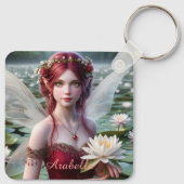 Mooie juli Fairy in Water Lelies Sleutelhanger (Achterkant)
