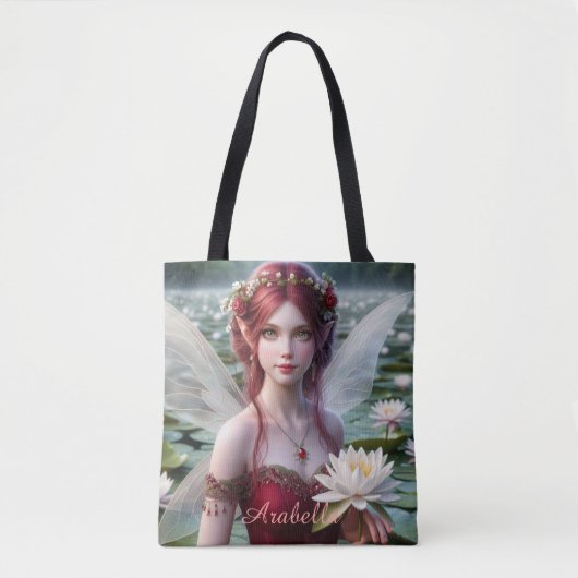 Mooie juli Fairy in Water Lelies Tote Bag (Voorkant)