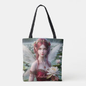 Mooie juli Fairy in Water Lelies Tote Bag (Achterkant)