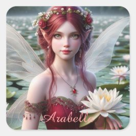 Mooie juli Fairy in Water Lelies Vierkante Sticker