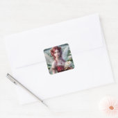 Mooie juli Fairy in Water Lelies Vierkante Sticker (Envelop)