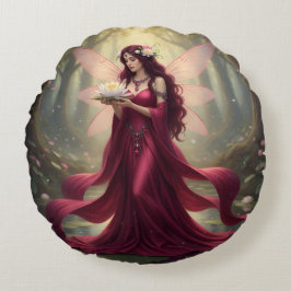 Mooie juli Ruby Fairy Rond Kussen