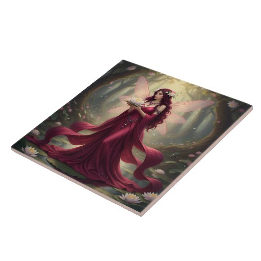 Mooie juli Ruby Fairy Tegeltje (Zijkant)