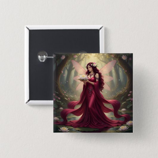 Mooie juli Ruby Fairy Vierkante Button 5,1 Cm (Voorkant /achterkant)