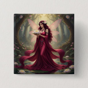 Mooie juli Ruby Fairy Vierkante Button 5,1 Cm