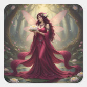 Mooie juli Ruby Fairy Vierkante Sticker (Voorkant)