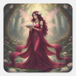 Mooie juli Ruby Fairy Vierkante Sticker