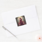 Mooie juli Ruby Fairy Vierkante Sticker (Envelop)