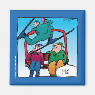 Mooie Jump Funny Skiers Cartoon Magneet