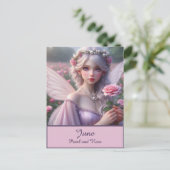 Mooie June Fairy in Roos Briefkaart (Staand voorkant)