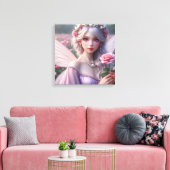 Mooie June Fairy in Roos Canvas Afdruk (Insitu (Woonkamer))