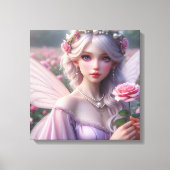 Mooie June Fairy in Roos Canvas Afdruk (Voorkant)