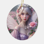 Mooie June Fairy in Roos Keramisch Ornament (Links)