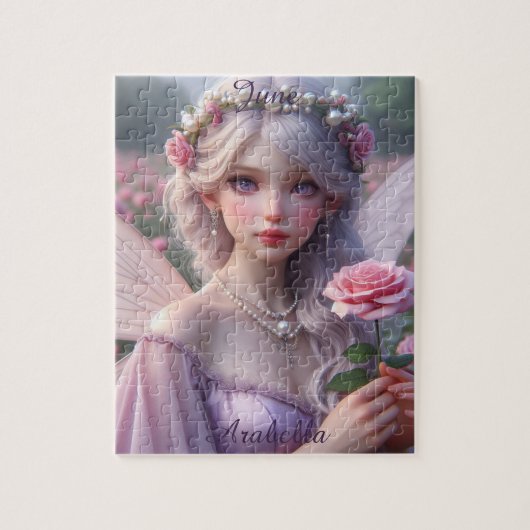 Mooie June Fairy in Roos Legpuzzel (Verticaal)