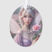 Mooie June Fairy in Roos Ornament (voorkant)
