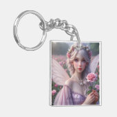 Mooie June Fairy in Roos Sleutelhanger (Voorkant Links)
