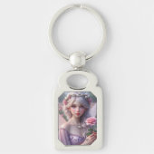 Mooie June Fairy in Roos Sleutelhanger (Voorkant)