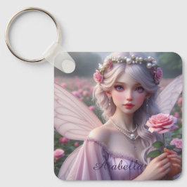 Mooie June Fairy in Roos Sleutelhanger