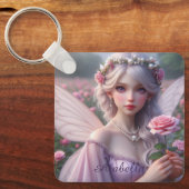 Mooie June Fairy in Roos Sleutelhanger (Voorkant)