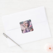 Mooie June Fairy in Roos Vierkante Sticker (Envelop)