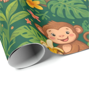 Mooie Jungle Apen Banaan Patroon Cadeaupapier