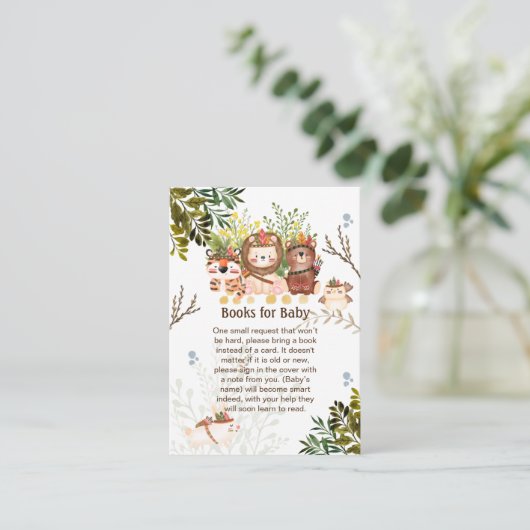 Mooie Jungle Dieren Baby BOEK Rijm Verzoek Informatiekaartje (Staand voorkant)