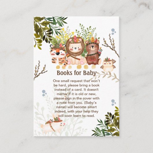Mooie Jungle Dieren Baby BOEK Rijm Verzoek Informatiekaartje (Voorkant)