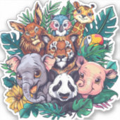 Mooie jungle dieren vinyl sticker (Voorkant)