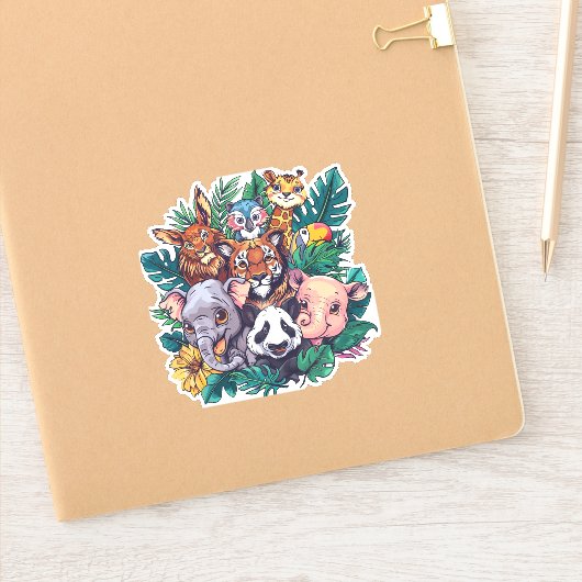 Mooie jungle dieren vinyl sticker (Notitieboek)