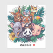 Mooie jungle dieren vinyl sticker (Vel)