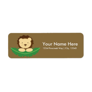 Mooie jungle leeuw safari baby shower adreslabels etiket