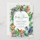 Mooie Jungle Safari Tropische Dieren Baby Shower Kaart (Voorkant)
