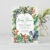 Mooie Jungle Safari Tropische Dieren Baby Shower Kaart (Staand voorkant)