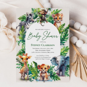 Mooie Jungle Safari Tropische Dieren Baby Shower Kaart