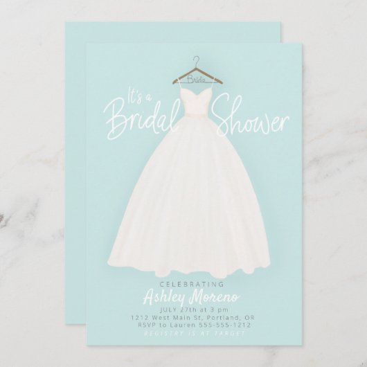 Mooie jurk Bridal/bruiloft douchblauw Kaart (Voorkant / Achterkant)