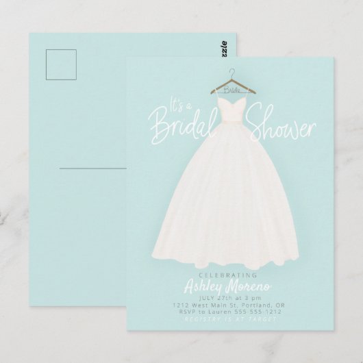 Mooie jurk Bridal/trouwdouche Uitnodiging (Voorkant / Achterkant)