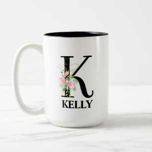 Mooie K Monogram Initiaal Alfabet Tweekleurige Koffiemok