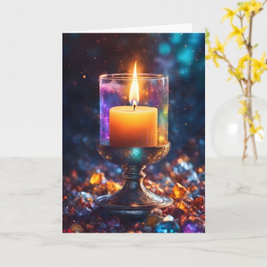 Mooie kaars kerst kaart (Gele Bloem)