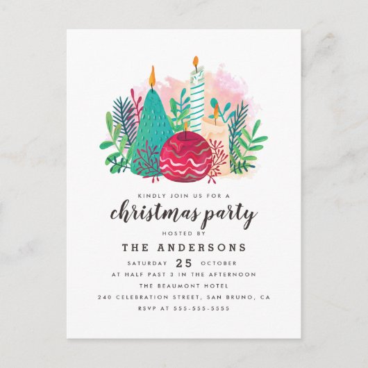 Mooie Kaarsen Familie Kerstvakantie Feest Uitnodiging Briefkaart (Voorkant)