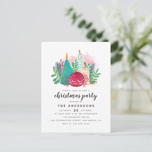 Mooie Kaarsen Familie Kerstvakantie Feest Uitnodiging Briefkaart (Staand voorkant)