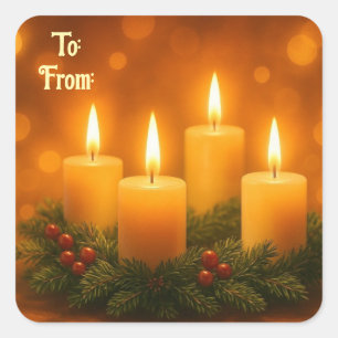 Mooie Kaarsen Kerst Cadeau Sticker