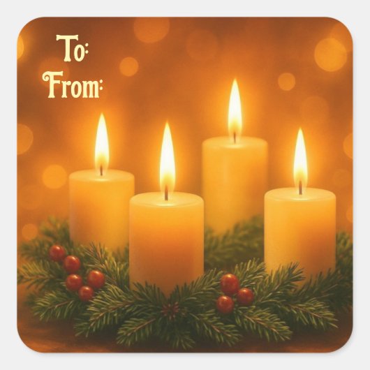 Mooie Kaarsen Kerst Cadeau Sticker (Voorkant)