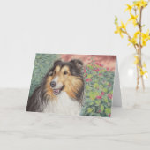 Mooie Kaart Sheltie (Gele Bloem)